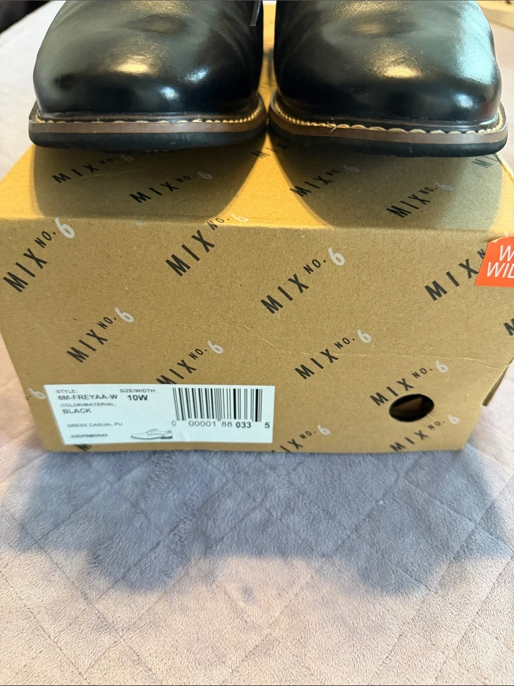 Mix No. 6 Black Leather Lace-Up Oxfords with Orange Insole